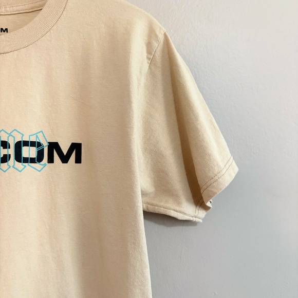 Volcom Stone Beige Cotton Short Sleeve T-Shirt w Logo - Picture 6 of 13